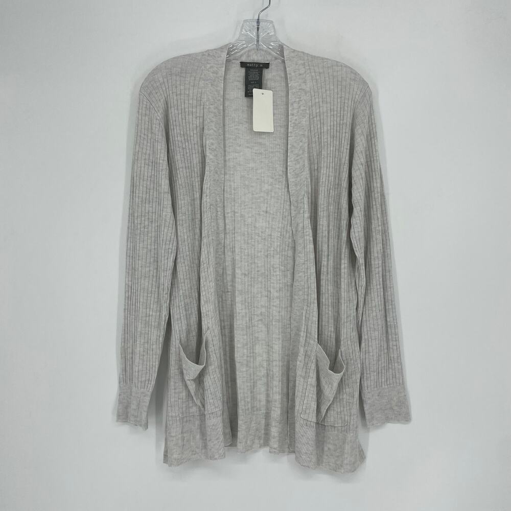 Matty M Open Front Heather Gray Cardigan Size Small - Picture 2 of 6